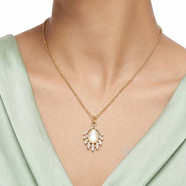 PAJURI Necklace Anti-Tarnish Monalisa Stone Teardrop Pendant
