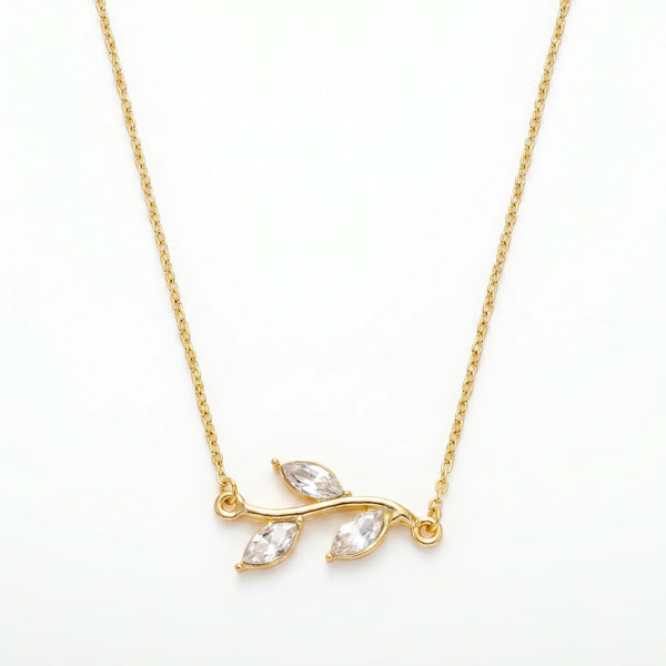 PAJURI Necklace Anti-Tarnish Crystal Leaf Branch