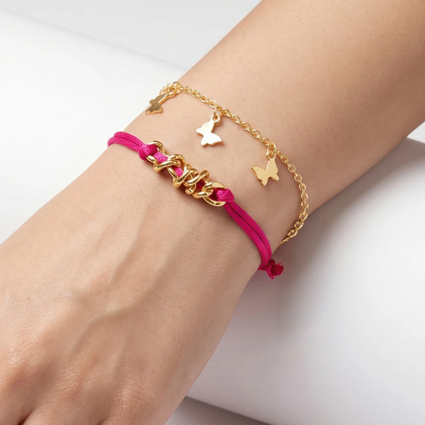 PAJURI Bracelet Anti-Tarnish Butterfly Stack (Adjustable Size)