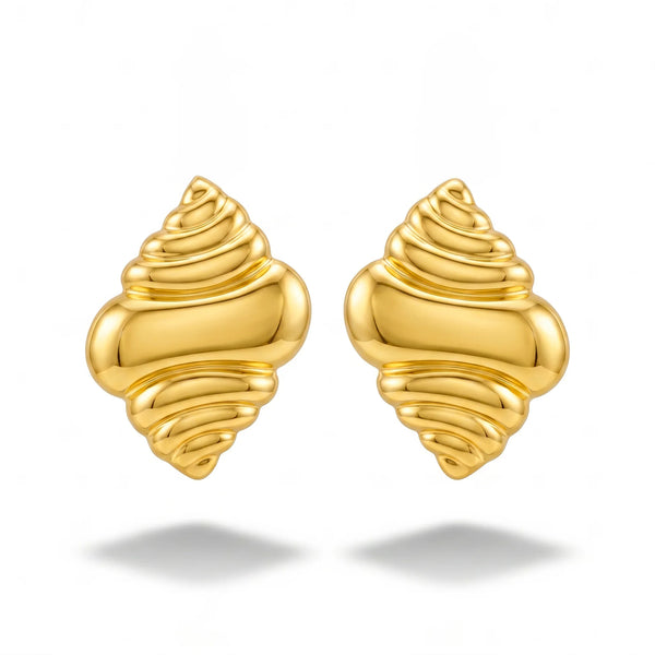 PAJURI Earrings Anti-Tarnish Spiral Seashell Statement