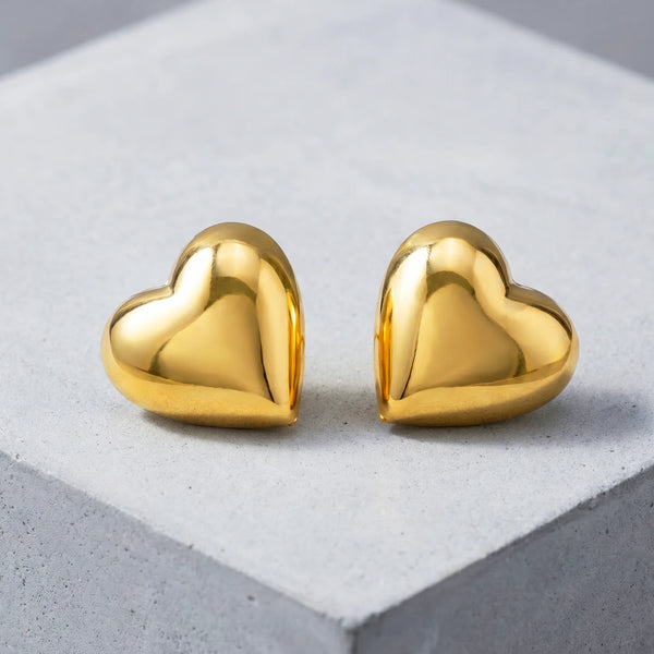 PAJURI Earrings Anti-Tarnish Heart Studs