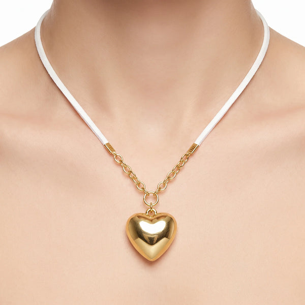 PAJURI Necklace Anti-Tarnish White Cord Heart