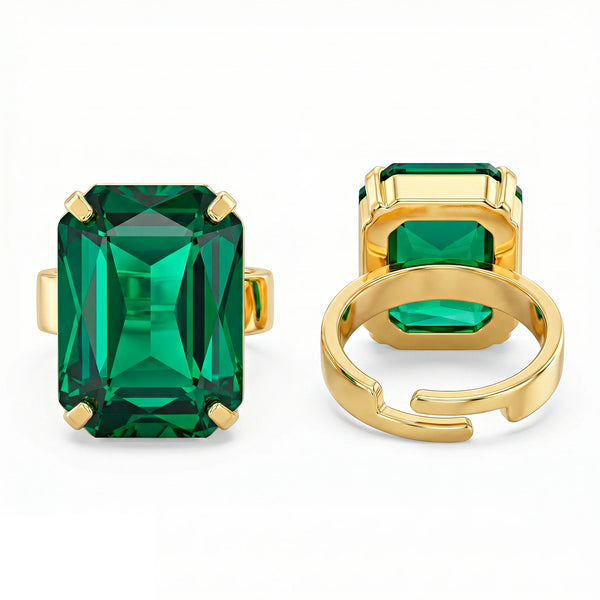 PAJURI Ring Crystal Emerald (Adjustable Size)