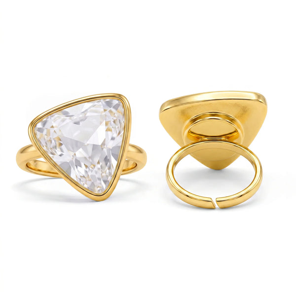 PAJURI Ring Anti-Tarnish Crystal White Trillion (Adjustable Size)