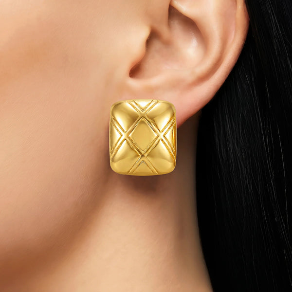 PAJURI Earrings Anti-Tarnish Geometric Lattice