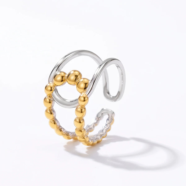 PAJURI Ring Anti-Tarnish Beaded Arc Statement (Adjustable Size)