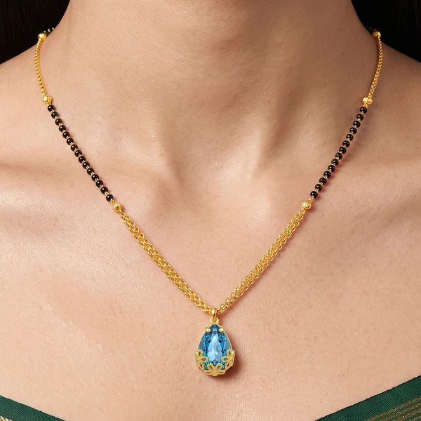 PAJURI Necklace Anti-Tarnish Blue Crystal Mangalsutra