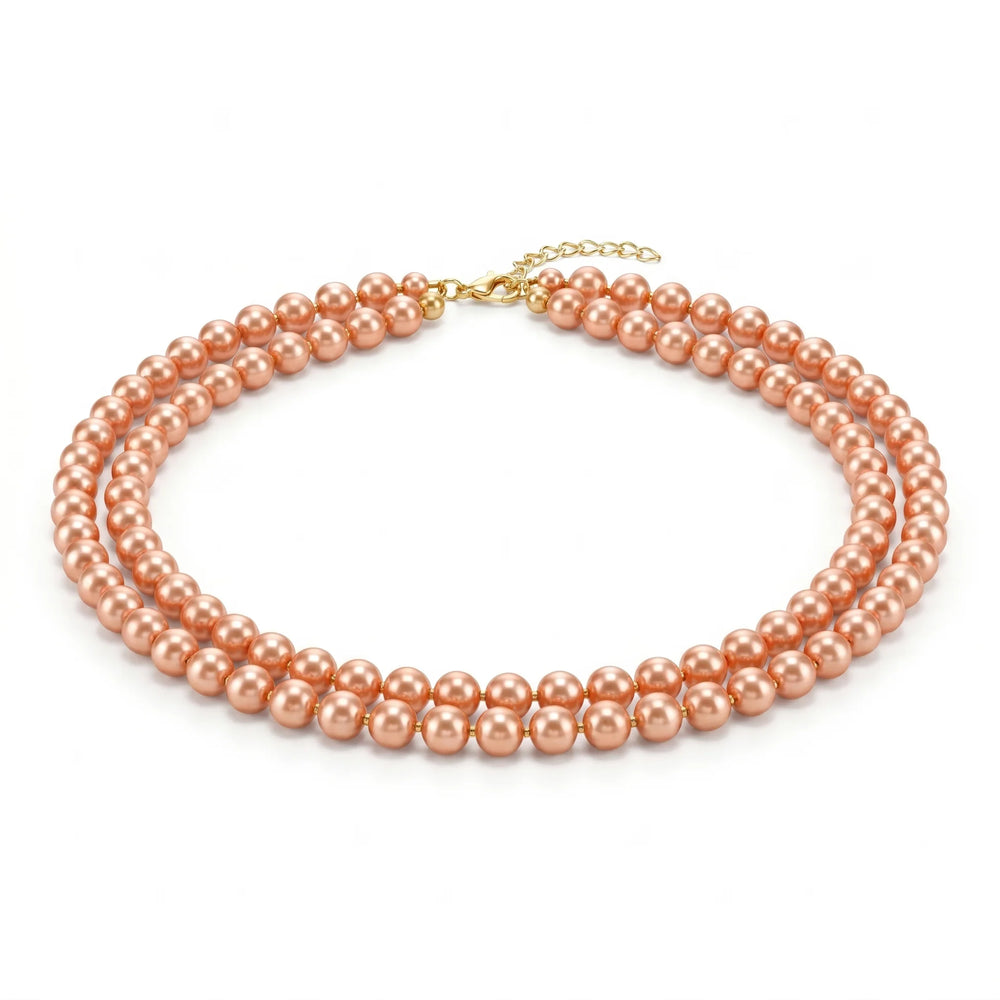 PAJURI Necklace Anti-Tarnish Double-Line Brown Pearl