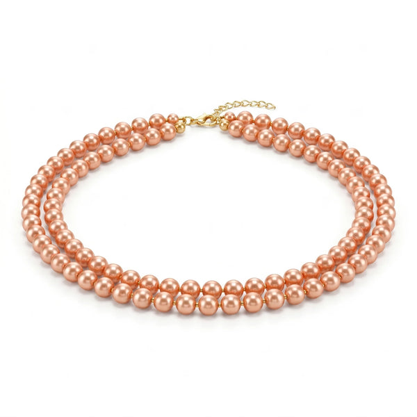 PAJURI Necklace Anti-Tarnish Double-Line Brown Pearl