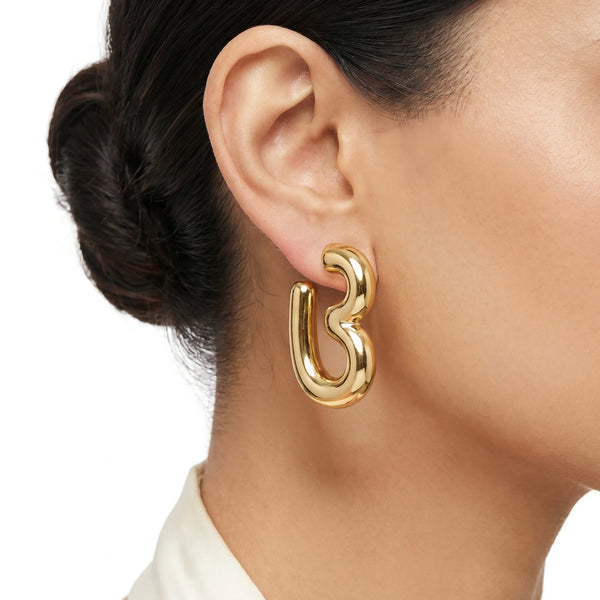 PAJURI Earrings Anti-Tarnish CCB Wavy Hoops