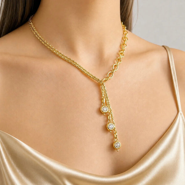 PAJURI Necklace Anti-Tarnish Gold Plated Designer Crystal Set