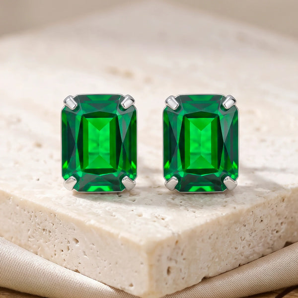PAJURI Earrings Anti-Tarnish Emerald Studs
