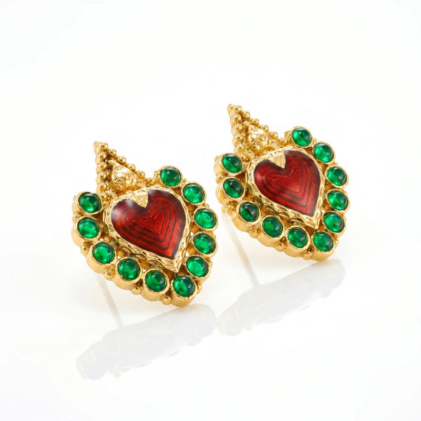 PAJURI Earrings Anti-Tarnish Heart Enamel Studs