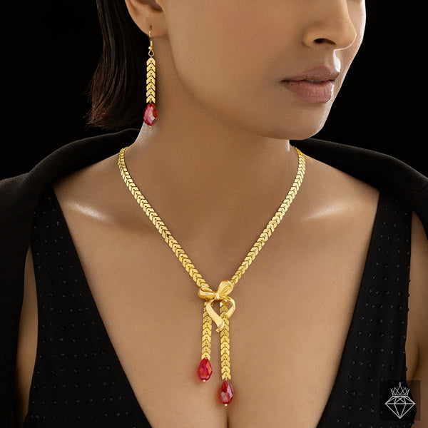 PAJURI Necklace Anti-Tarnish Y Set With Earrings