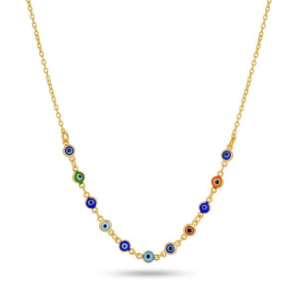 PAJURI Necklace Anti-Tarnish Multi Evil Eye Chain