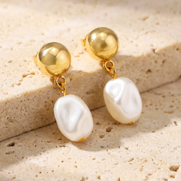 PAJURI  Earrings Anti-Tarnish Faux Pearl Charm