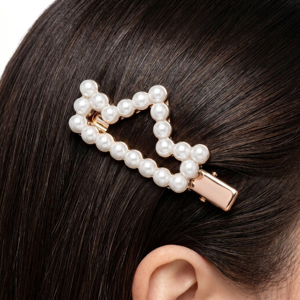 PAJURI Hair Clip Anti-Tarnish Geometric Pearl Crown Design