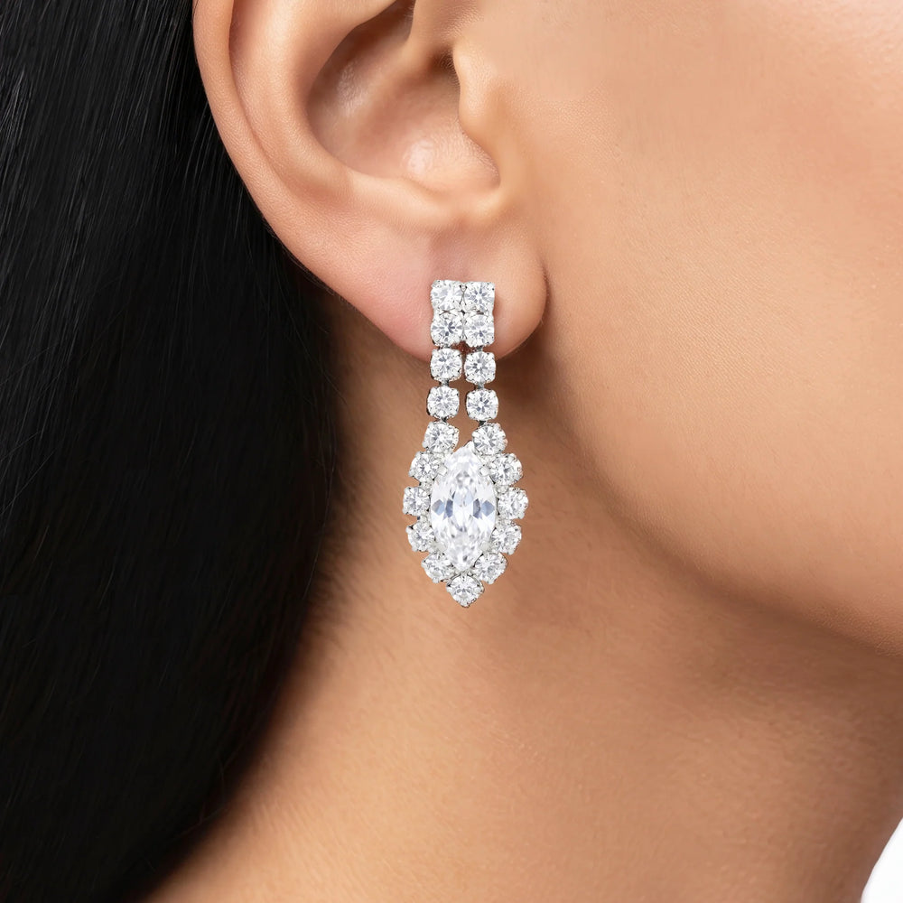 PAJURI Earrings Anti-Tarnish Marquise Crystal Dangles