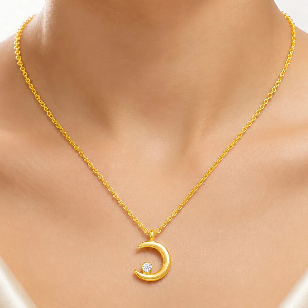 PAJURI Necklace Anti-Tarnish Gold Plated Crescent Moon
