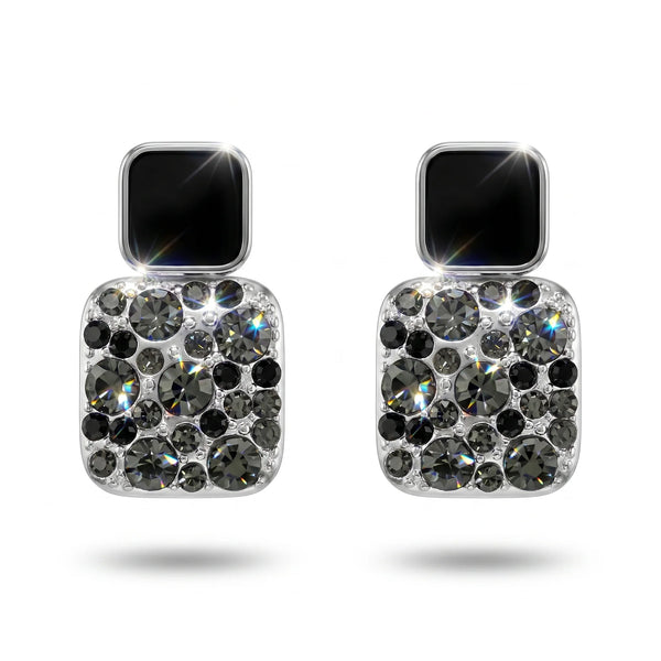 PAJURI Earrings Anti-Tarnish Square Black Crystal Mini Dangles