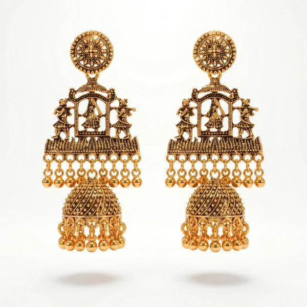 PAJURI Earrings Anti-Tarnish Dancer Motif Jhumka