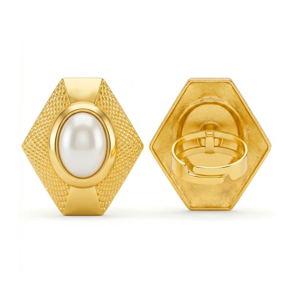 PAJURI Ring Anti-Tarnish Hexagon Rainbow Stone (Adjustable Size)