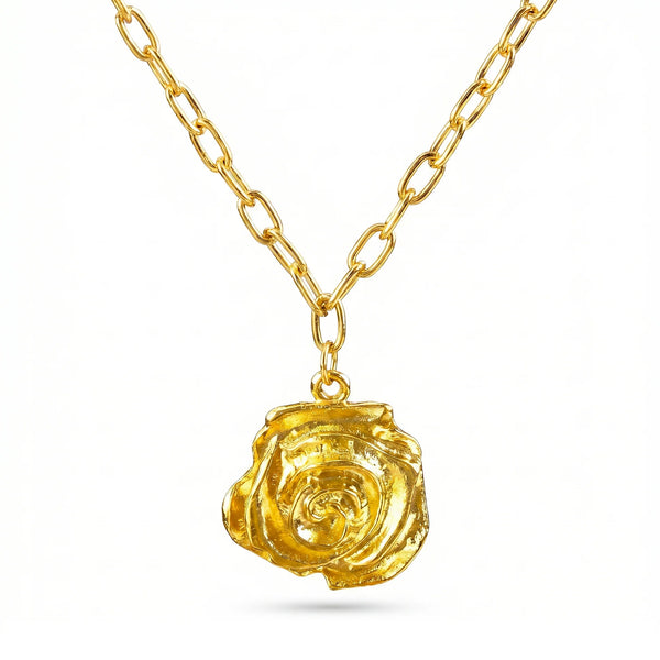 PAJURI Necklace Gold Plated Rose Flower Chain