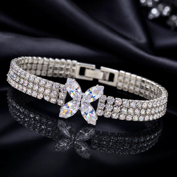 PAJURI Bracelet Anti-Tarnish Marquise Crystal Butterfly (Adjustable Size)