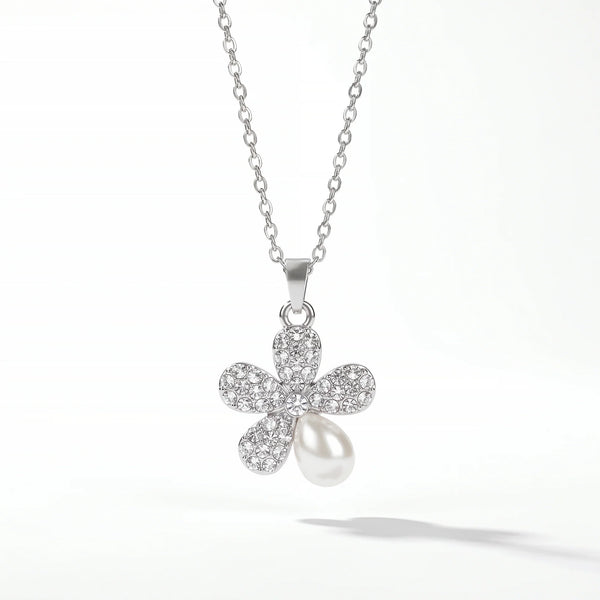 PAJURI Necklace Anti-Tarnish Floral Pendant With Monalisa Stone