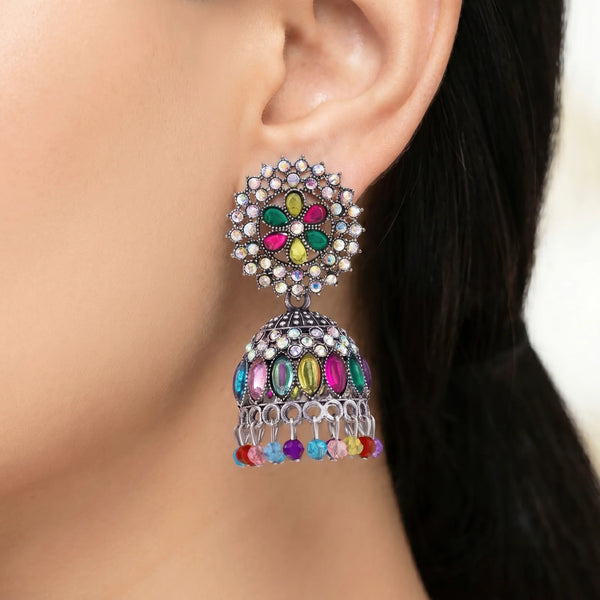 PAJURI Earrings Anti-Tarnish Beaded Jhumka with Teardrops