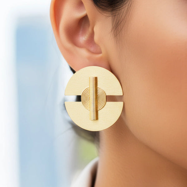 PAJURI Earrings Anti-Tarnish Semi-Circle Geometric Studs