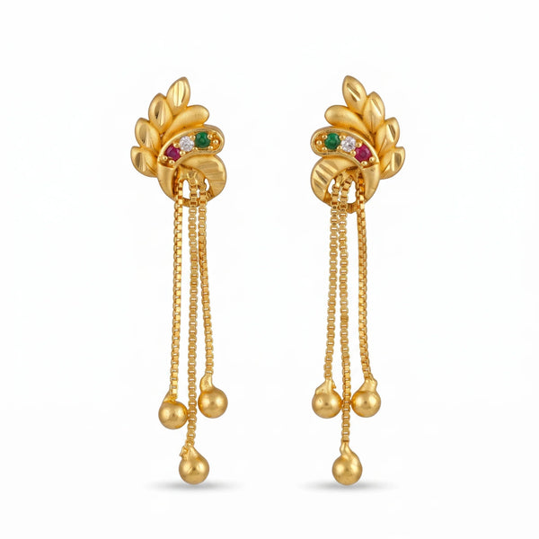 PAJURI Earrings Anti-Tarnish Leaf Chain Dangles