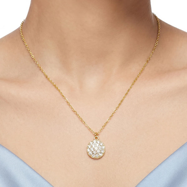 PAJURI Necklace Anti-Tarnish Pavé Crystal Medallion