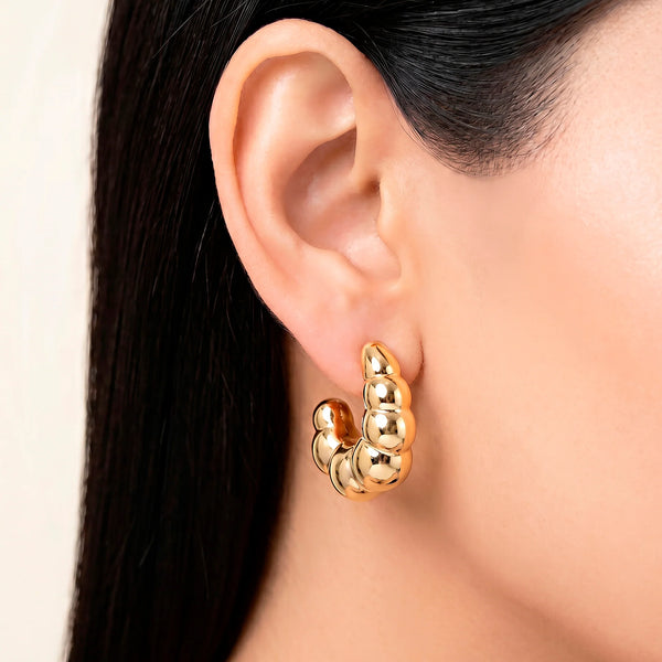 PAJURI Earrings Anti-Tarnish Chunky Croissant Hoops