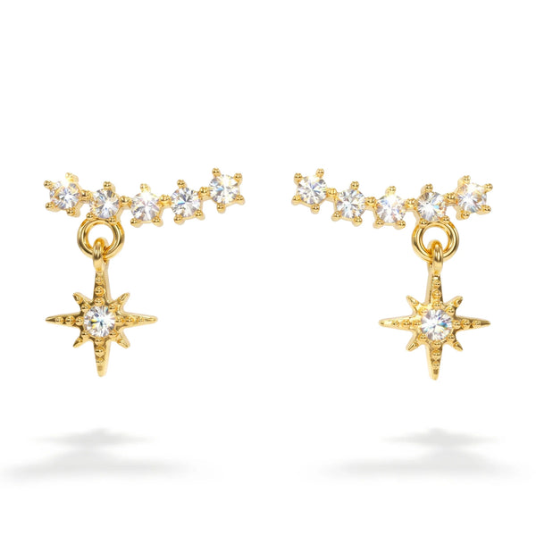 PAJURI Earrings Anti-Tarnish Celestial Mini Crystal Crawler