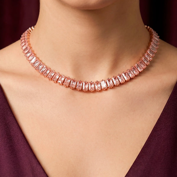 PAJURI Necklace Anti-Tarnish Baguette Crystal Tennis
