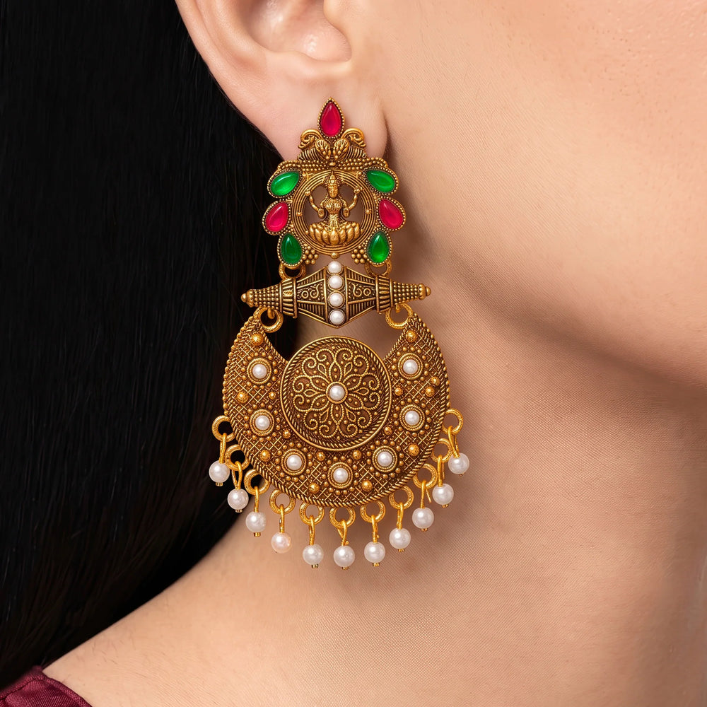 PAJURI Earrings Anti-Tarnish Lakshmi Temple Jhumka