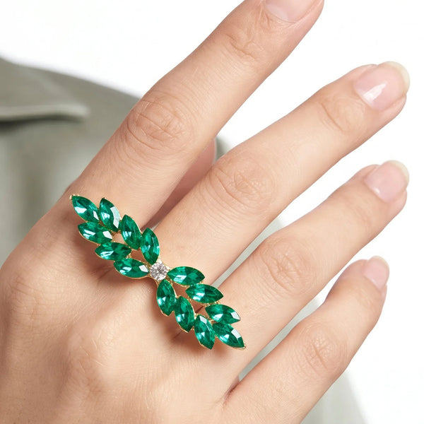 PAJURI Ring Anti-Tarnish Marquise Green (Adjustable Size)