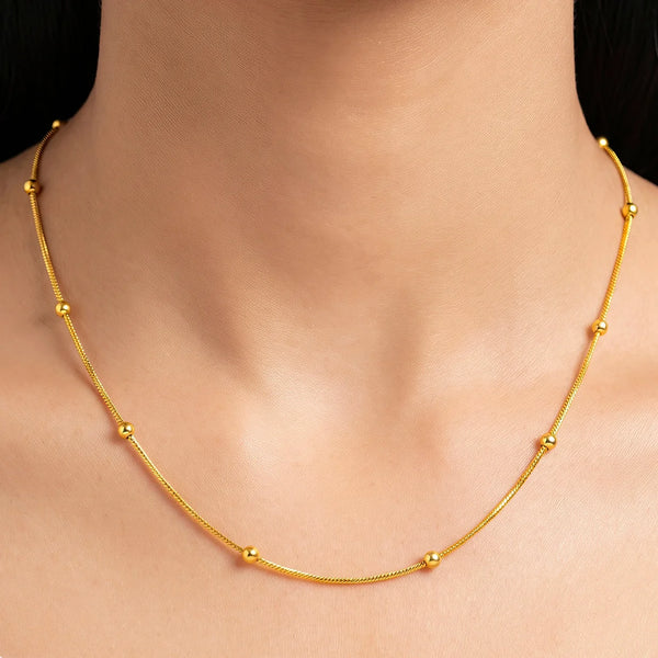 PAJURI Necklace Anti-Tarnish Gold Plated Beaded Chain