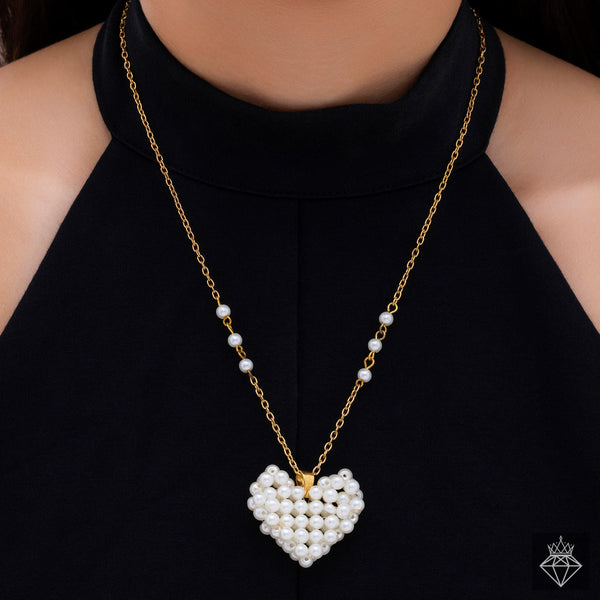 PAJURI Necklace Anti-Tarnish Pearl Heart