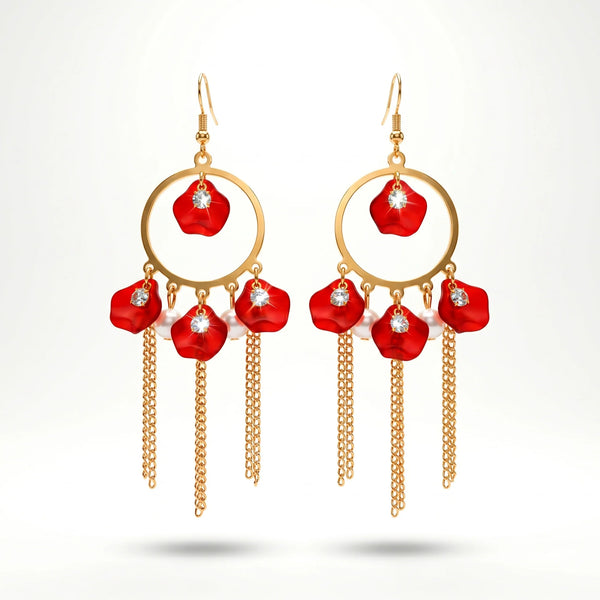 PAJURI Earrings Anti-Tarnish Hoops With Resin Petals Pearls