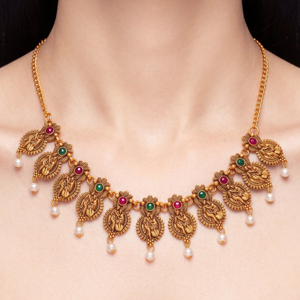 PAJURI Necklace Anti-Tarnish Krishna Radha Temple Design