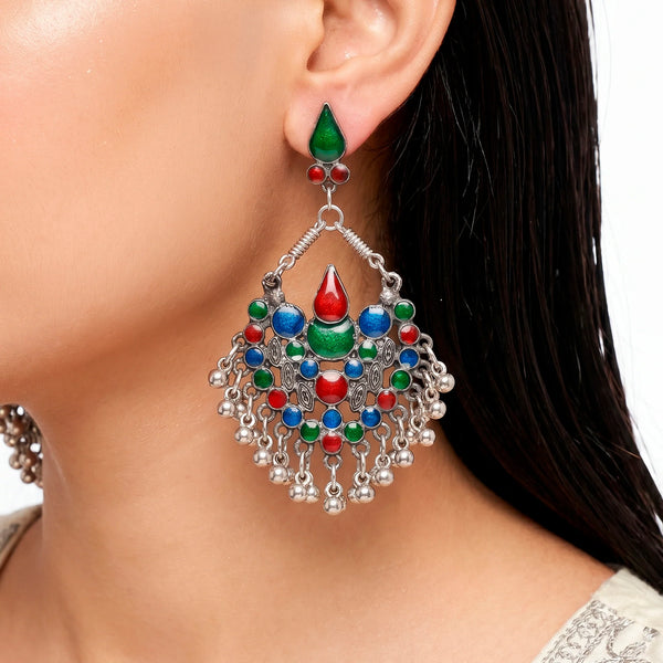 PAJURI Earrings Anti-Tarnish Enamel Ghungroos Fringe