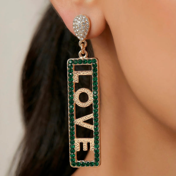 PAJURI Earrings Anti-Tarnish LOVE Text Long Danglers
