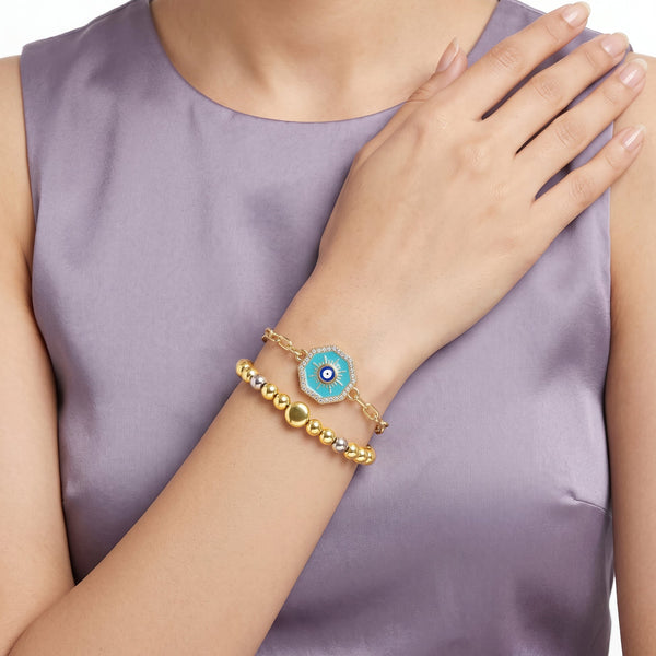 PAJURI Bracelet Anti-Tarnish Evil Eye Stack (Adjustable Size)