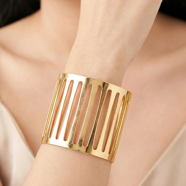 PAJURI Bracelet Anti-Tarnish Cage Design Cuff (Adjustable Size)