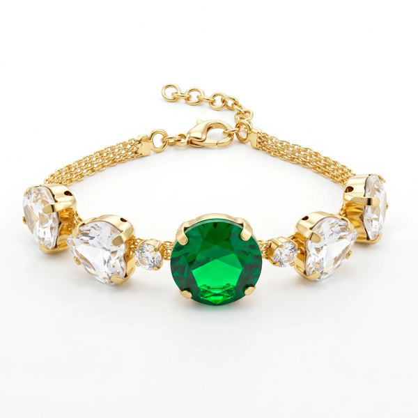 PAJURI Bracelet Anti-Tarnish Green Stone Chain (Adjustable Size)