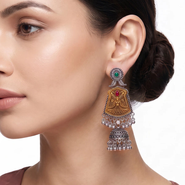 PAJURI Earrings Anti-Tarnish Oxidized Figurine Jhumka