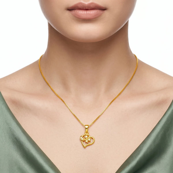 PAJURI Necklace Anti-Tarnish Floral Heart Chain