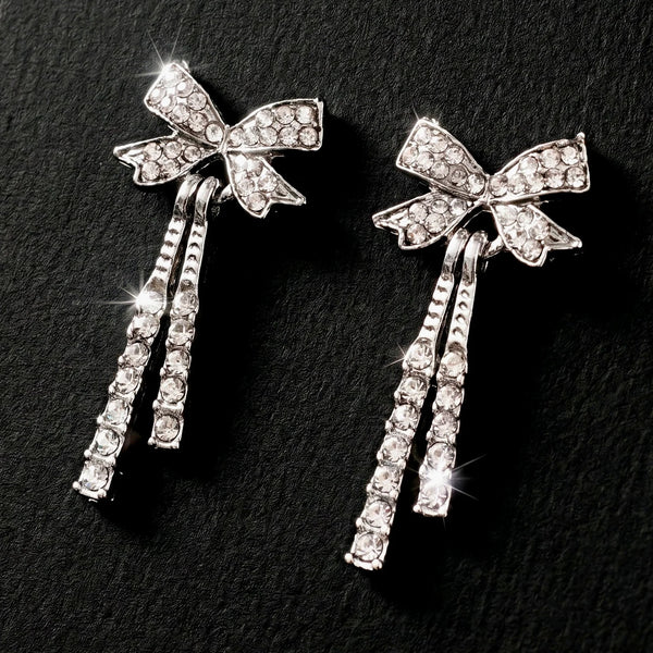 PAJURI Earrings Anti-Tarnish Bow Crystal Dangles